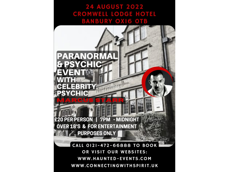 Paranormal & Psychic Event with Celebrity Psychic Marcus Starr at Cromwell Lodge Hotel, Banbury