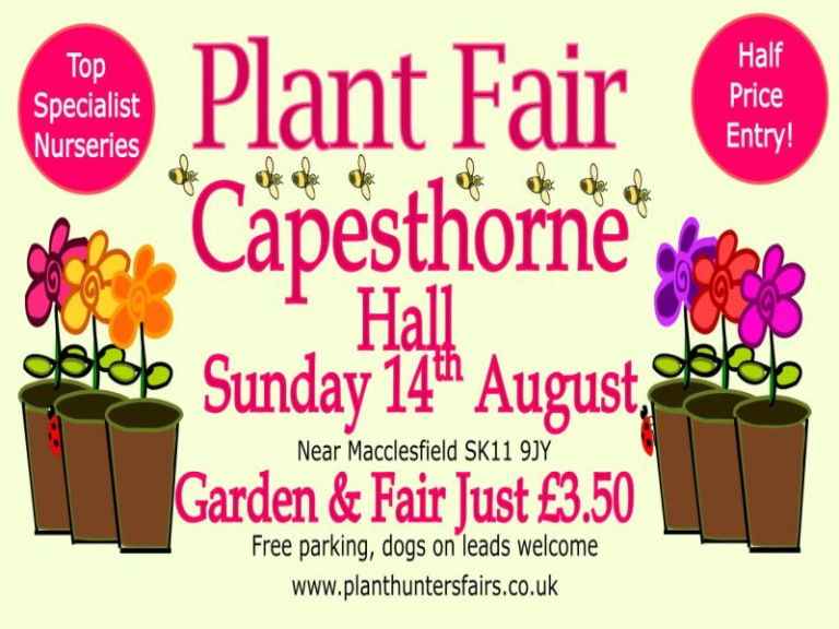 Plant Hunters' Fair at Capesthorne Hall and Garden on Sunday 14th August