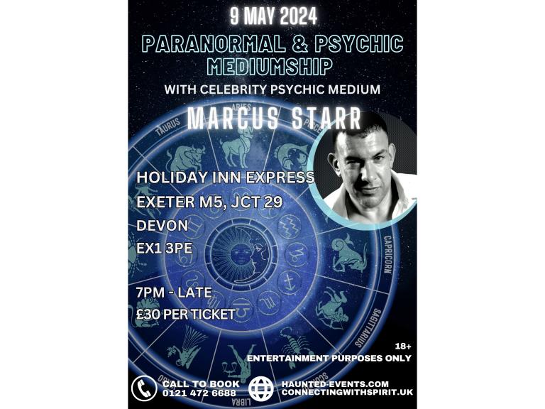 Paranormal & Psychic Event with Celebrity Psychic Marcus Starr @ Holiday Inn Express Exeter M5