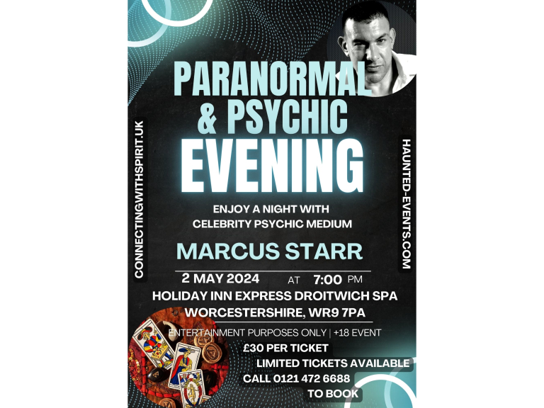 Paranormal & Psychic Event with Celebrity Psychic Marcus Starr @ Holiday Inn Exp Droitwich Spa