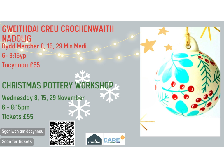 Gweithdau Creu Crochenwaith Nadolig / Christmas Pottery Making