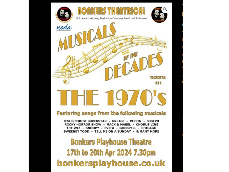 Bonkers Theatrical presents Musicals of the Decades 1970’s