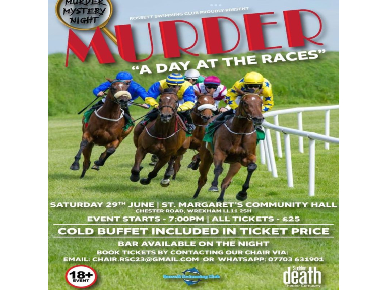 Murder at the Races Theatre show Fundraising Evening 2 course buffet included as well as Bar