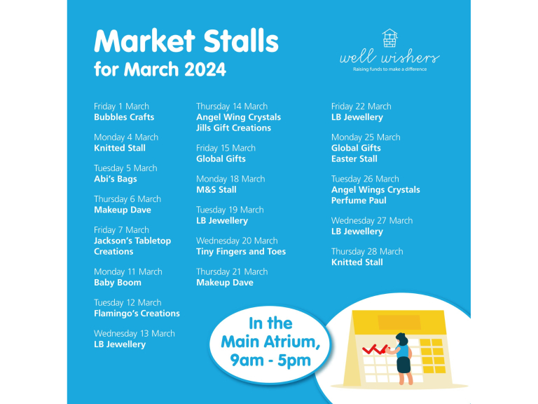 Market Stalls in Hospital Atrium March 2024