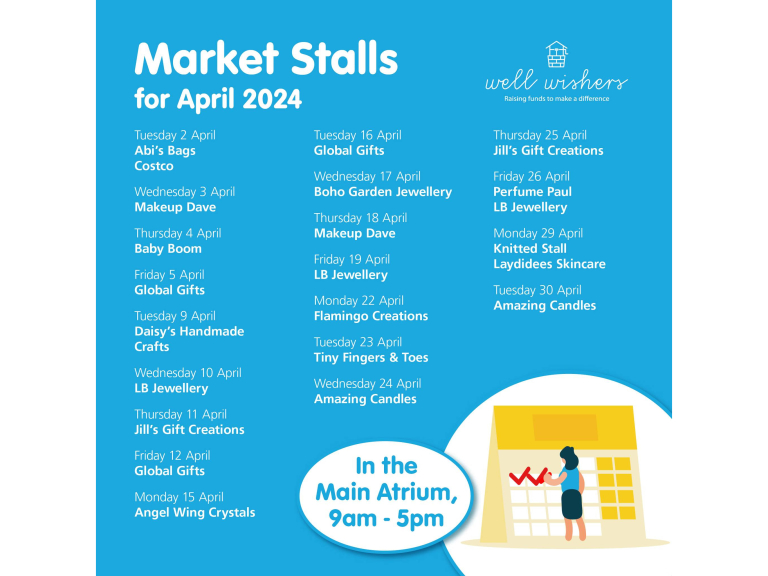 Market Stalls in Hospital Atrium April 2024