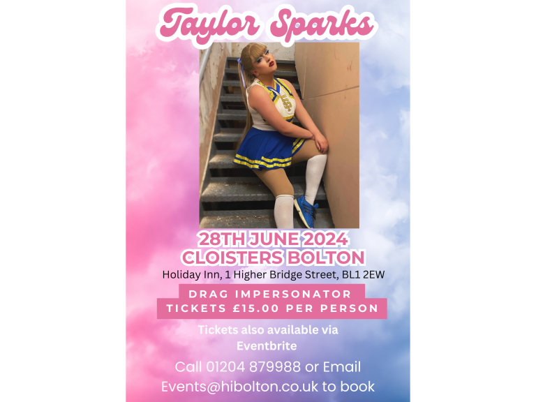 Taylor Sparks. Taylor Swift Drag Impersonator at The Holiday Inn Bolton