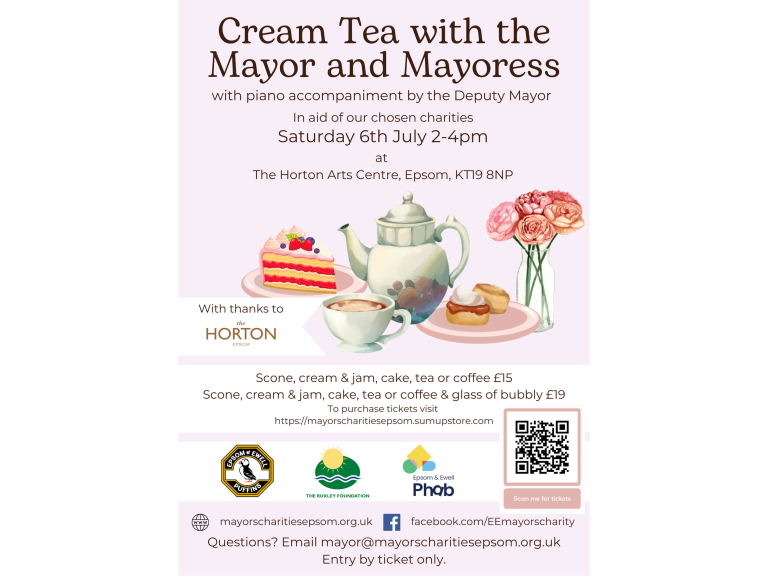 Cream Tea with the Mayor and Mayoress of #Epsom and #Ewell at @TheHortonEpsom