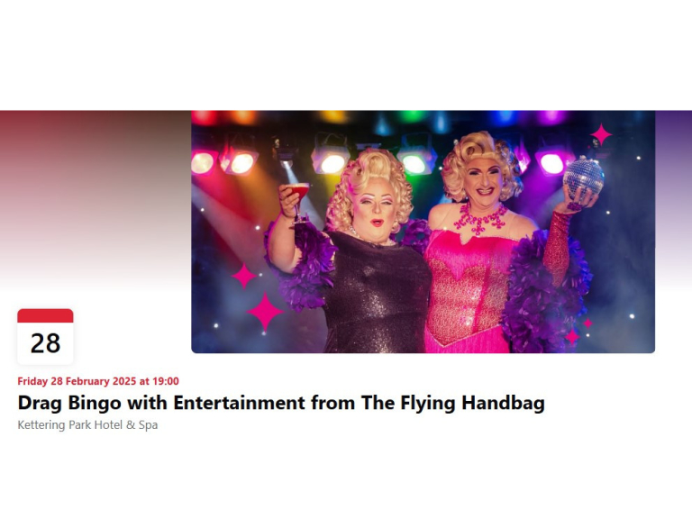 Drag Bingo with Entertainment from The Flying Handbag at Kettering Park Hotel & Spa