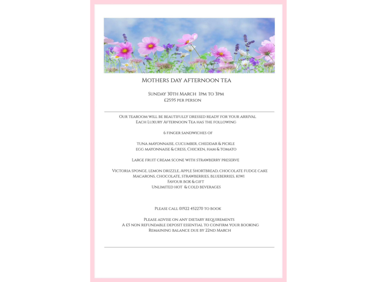 Mothers Day Afternoon Tea at Wilsons Tea Room