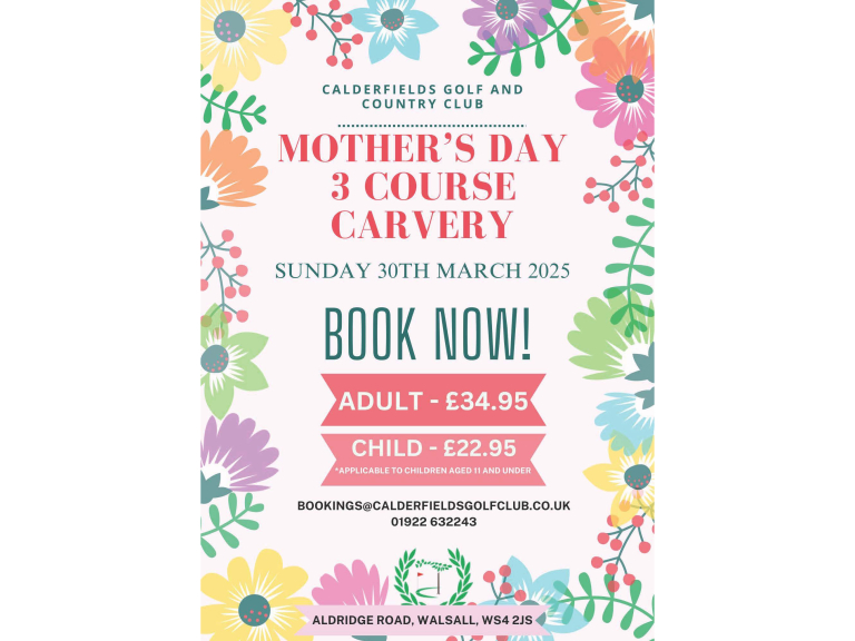 Mother's Day Carvery at Calderfields Golf & Country Club in Walsall