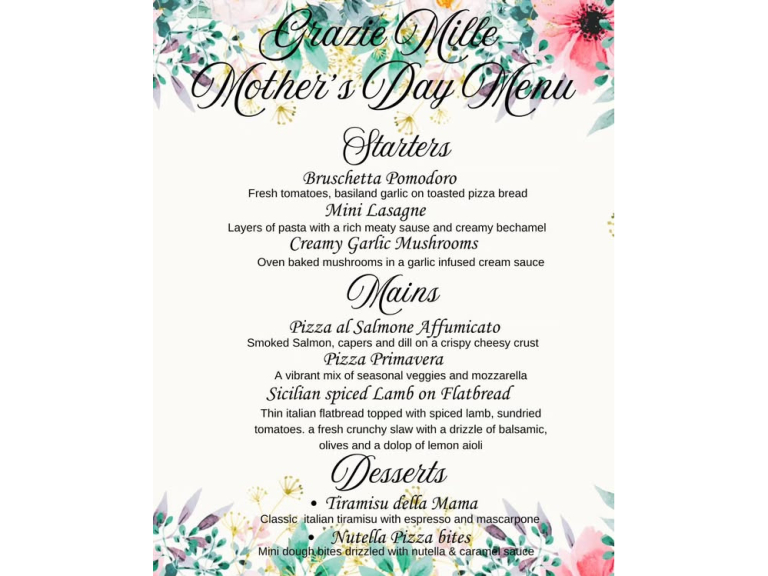 Mother's Day at Grazie Mille Pizzeria in Walsall