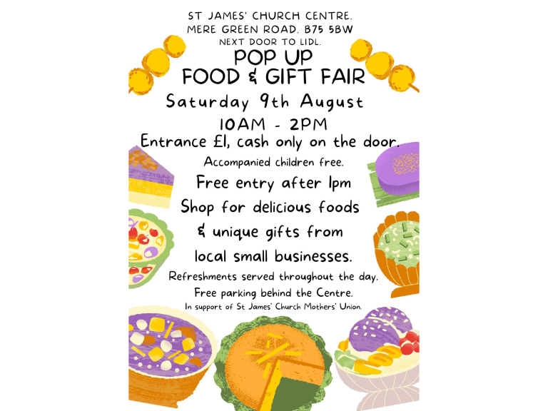 Pop Up Food & Gift Fair at St James Church Centre in Sutton Coldfield