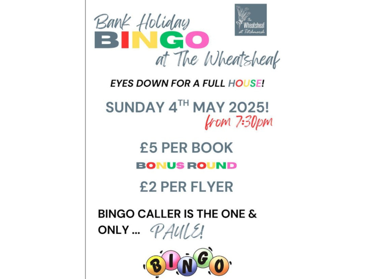Join us next Sunday as we bring you Bank Holiday Bingo!
