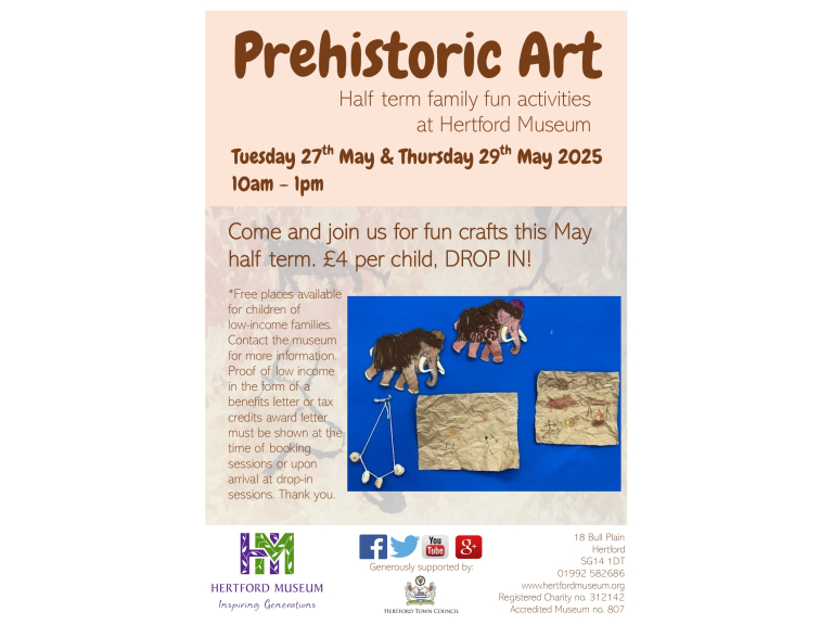 Half Term Family Activities at Hertford Museum: Prehistoric Art