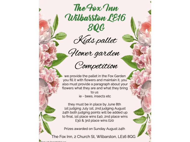 Kid's Pallet Flower Garden Competition at The Fox Inn, Wilbarston