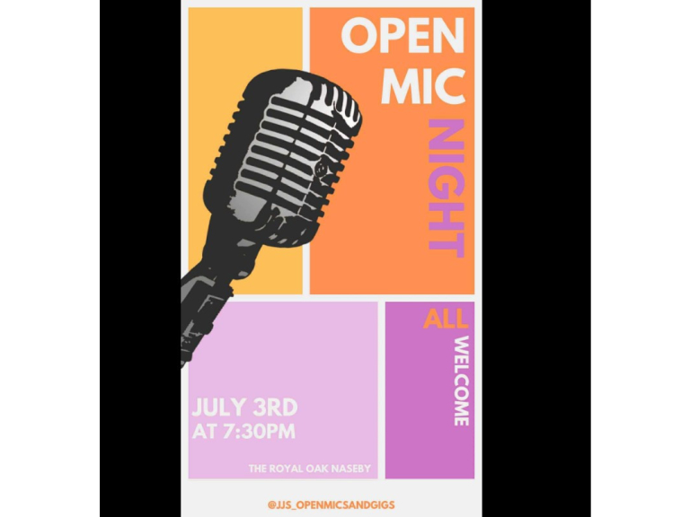 Come and join us at The Royal Oak, Naseby for our Open Mic night.