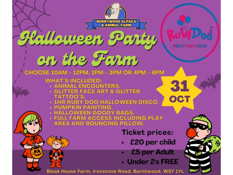Halloween Party on the Farm – Burntwood Alpaca & Animal Farm near Lichfield