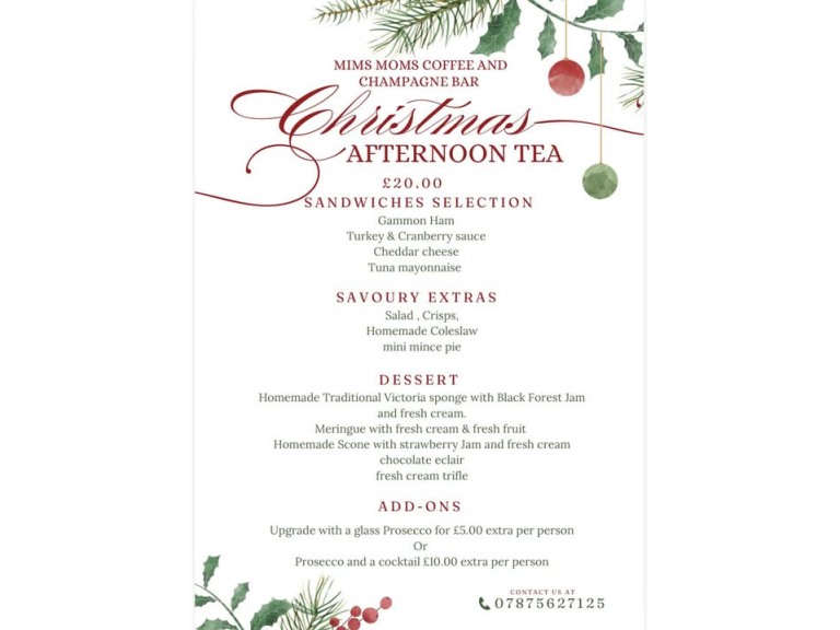 Christmas Afternoon Tea at Mims Moms in Cannock