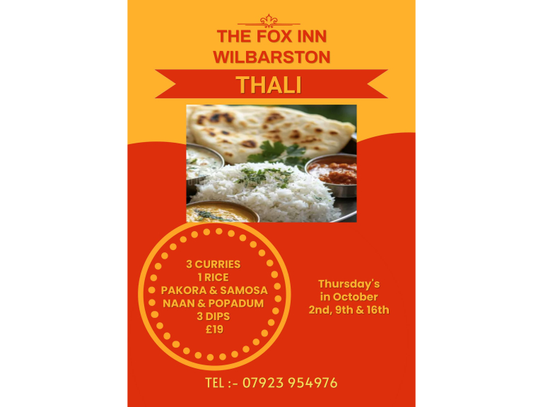 Thali Thursdays at The Fox Inn, Wilbarston