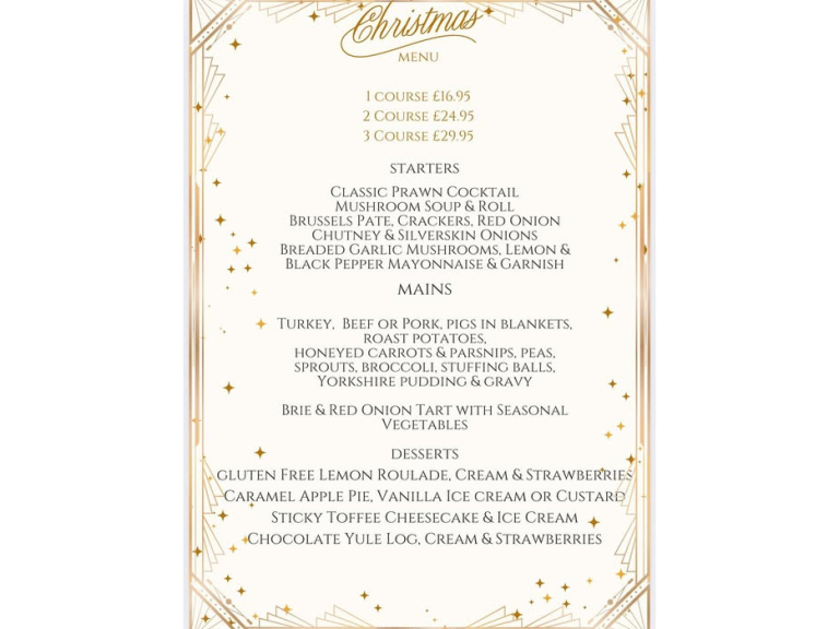 Christmas Menu at Wilsons Tea Room Aldridge Walsall