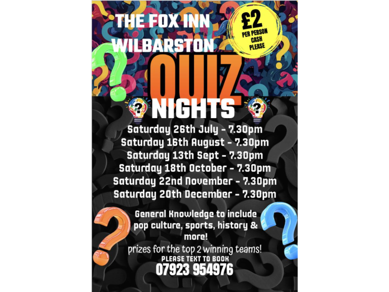 Pub Quiz Night at The Fox Inn, Wilbarston