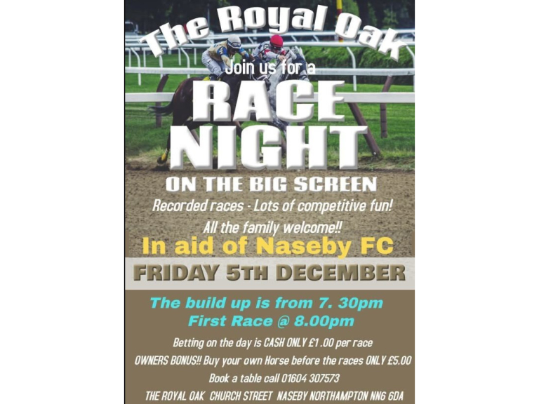 Charity Race Night at The Royal Oak, Naseby!