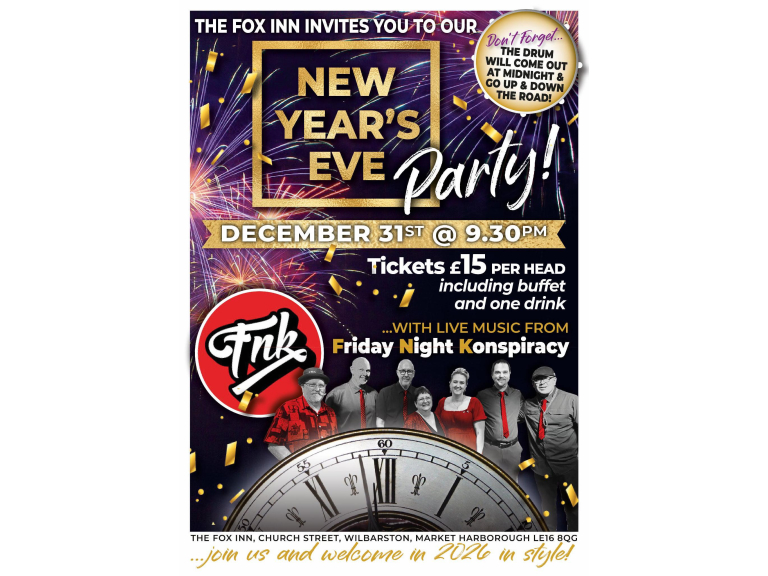 Celebrate The New Year 2026 at The Fox Inn, Wilbarston