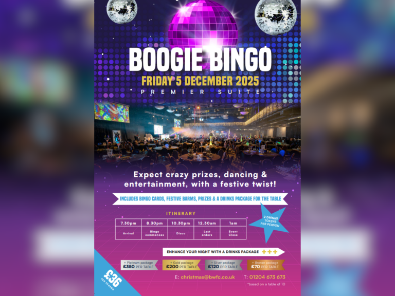 Boogie Bingo at Toughsheet Community Stadium