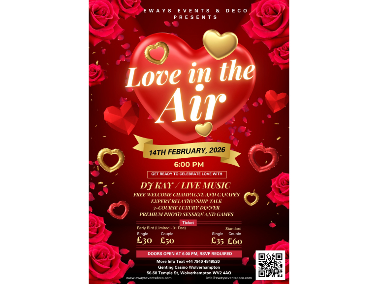 Love in the Air – A Luxury Valentine’s Experience in Wolverhampton