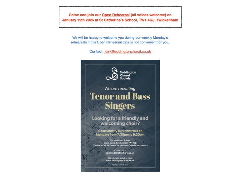 Teddington Choral Society Open Rehearsal
