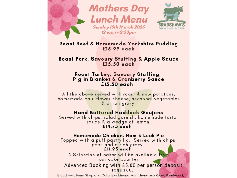 🌷 Mother’s Day Lunch at Bradshaw’s Farm Shop & Café 🌷