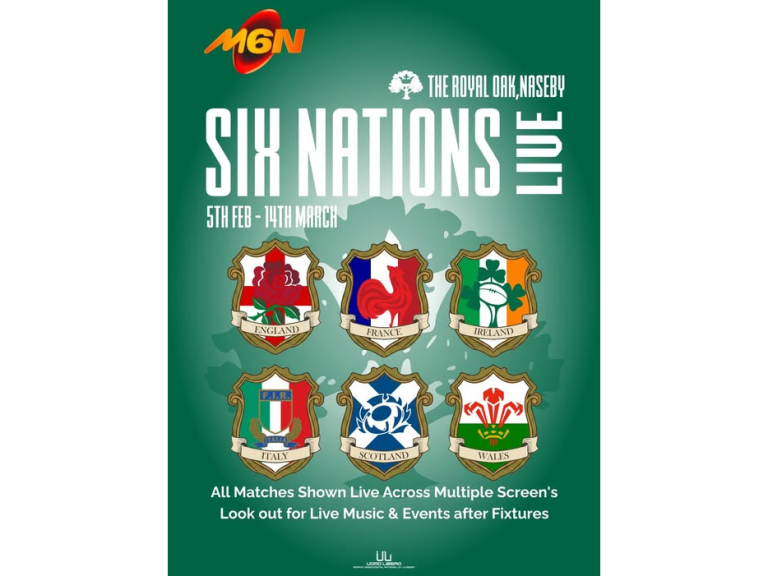 Six Nations Rugby + LIVE Music at The Royal Oak, Naseby