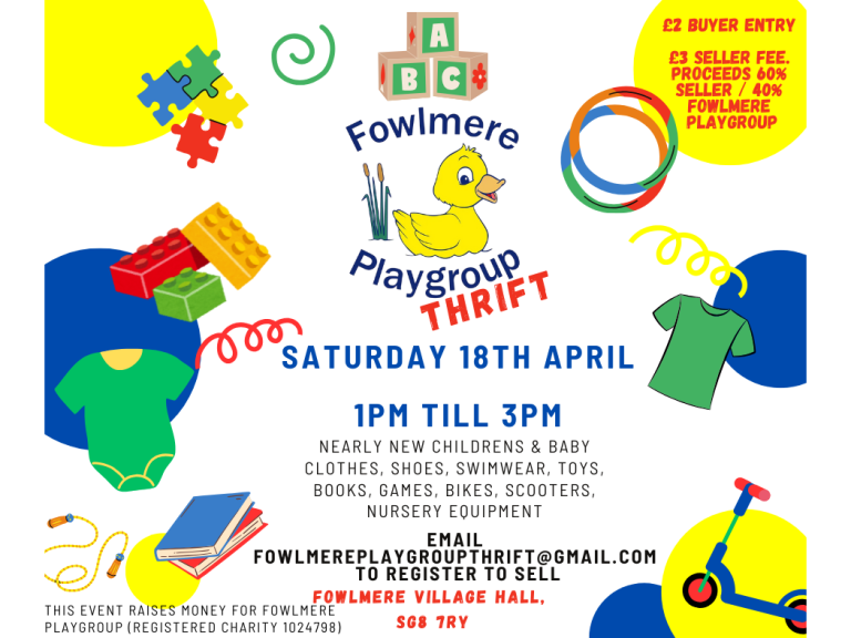 Fowlmere Playgroup Thrift - Nearly new children's and baby sale