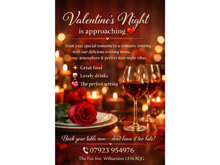 Valentine's Meal at The Fox Inn, Wilbarston