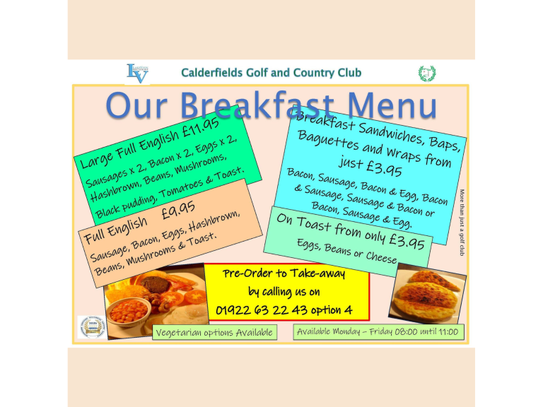 Breakfasts at Calderfields Golf and Country Club ☀️