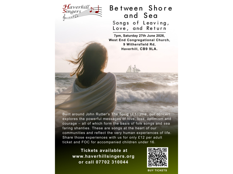 Haverhill Singers & friends: summer concert Between Shore & Sea - 7pm 27th June