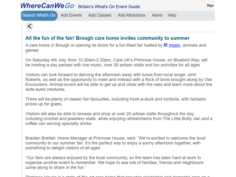 All the fun of the fair! Brough care home invites community to summer celebration