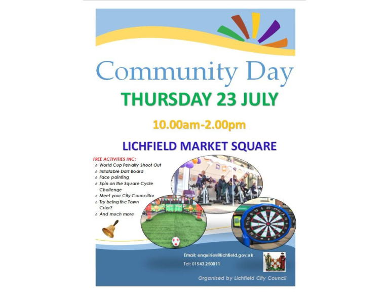Community Day in Lichfield Market Square – Free Family Fun | Thursday 23rd July