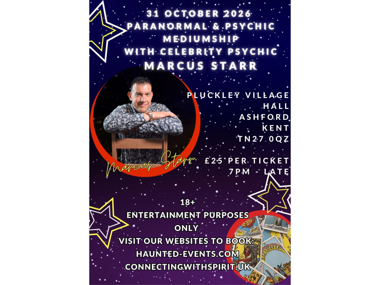 Paranormal & Psychic Event with Celebrity Psychic Marcus Starr @ The Pluckley Village Hall