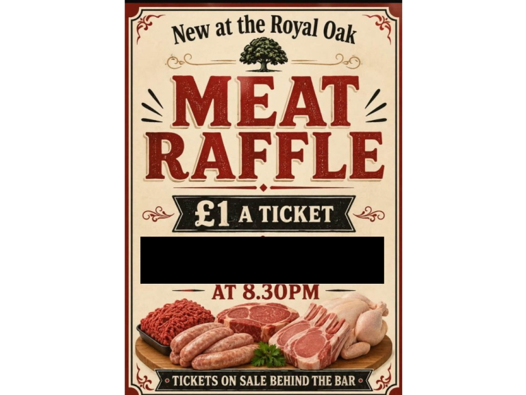 The Royal Oak Pub Naseby  Our fortnightly meat raffle! 
