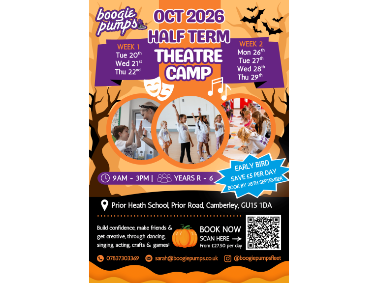 October Half Term Theatre Camps (Ages 4 – 11) Boogie Pumps Camberley