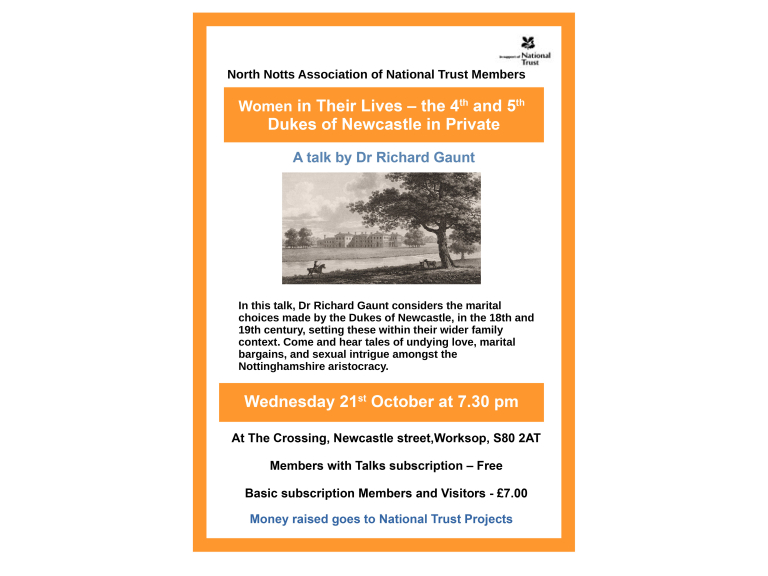 Women in their Private Lives; The 4th and 5th Dukes of Newcastle in Private