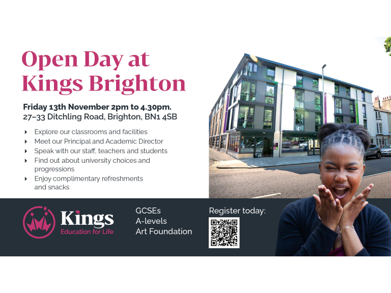 Open Day at Kings Brighton Friday 13th November 2pm to 4.30pm