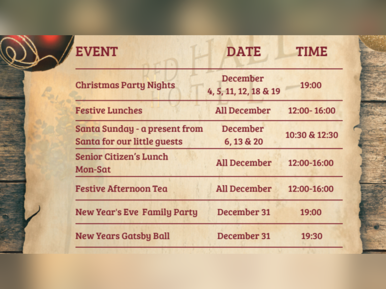 Christmas Events at Red Hall Hotel