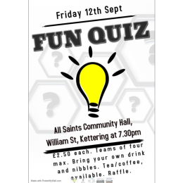 Fun Quiz Night at All Saints Community Hall.