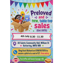 Table Top Sale at All Saints Community Hall.