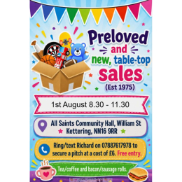 Table Top Sale at All Saints Community Hall.