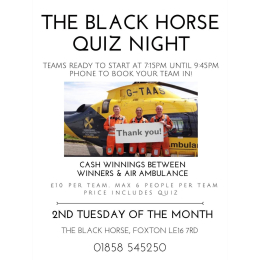 Quiz Night at The Black Horse Pub, Foxton in aid of Air Ambulance