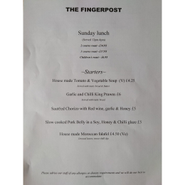 Sunday Lunch at The Fingerpost Pub Pelsall
