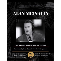 Pelsall Cricket & Sport's club presents Alan Mcinally - Gentleman's Sportsman's Dinner